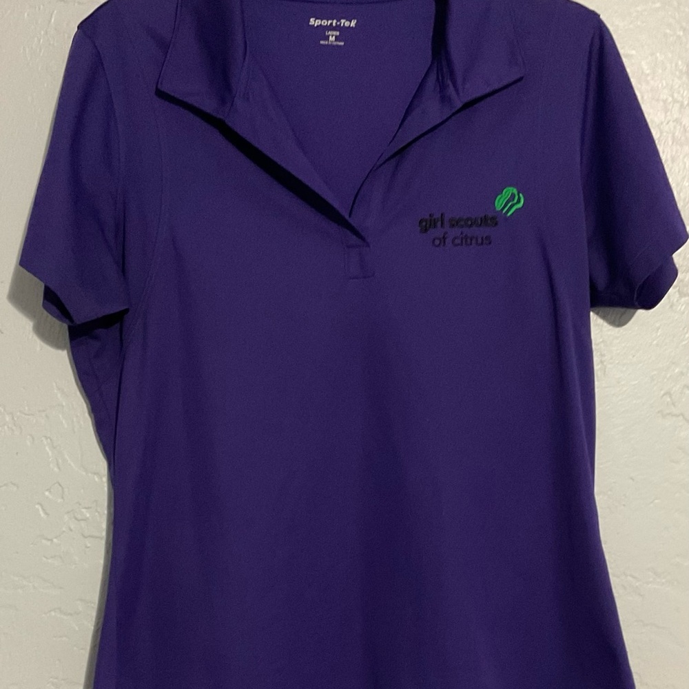 Sport-Tek Purple Short Sleeve Polo with Embroidered Green Logo